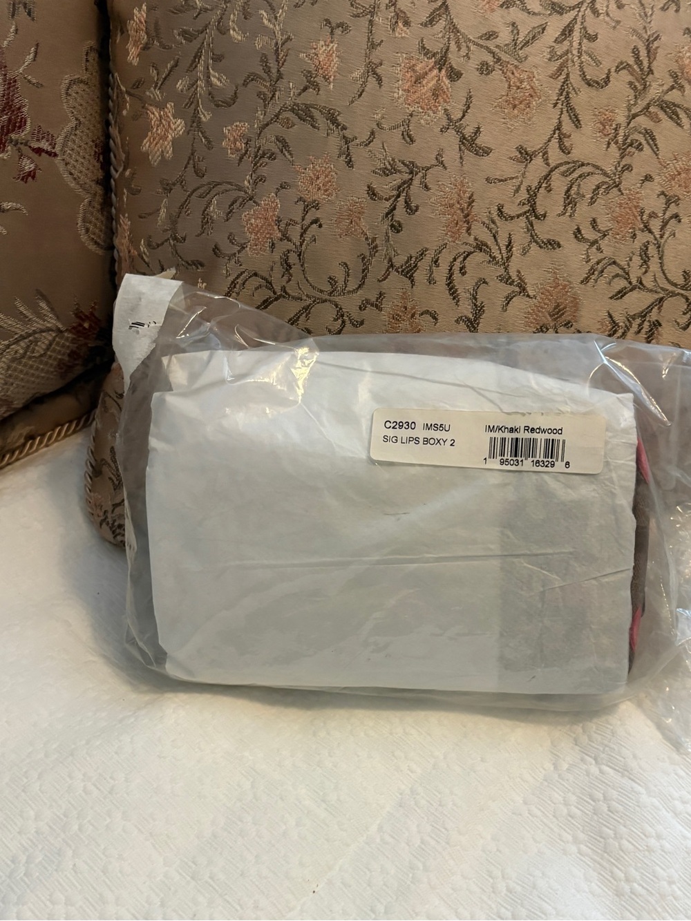 Coach Signature Khaki/Redwood Lips Boxy 20 case/wristlet - Picture 8 of 10